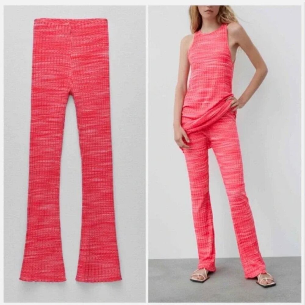 Zara Rib Texture Pull On Pants